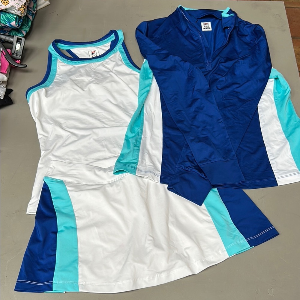 Fila White and Blue Tennis Outfit M